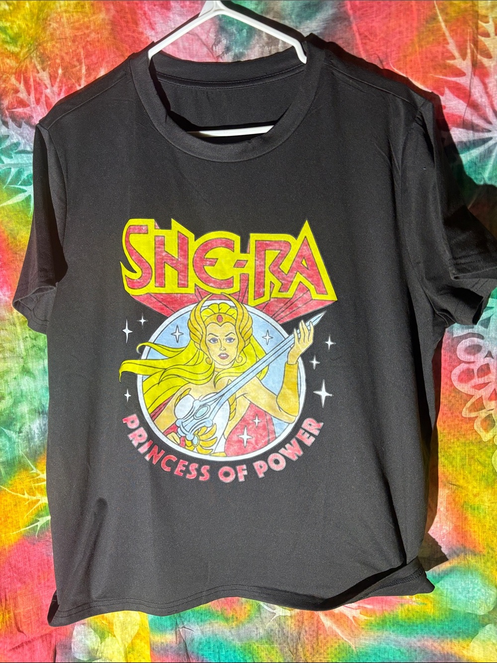 SHEIN Black She-Ra Graphic Tee with Yellow and Pink Accents